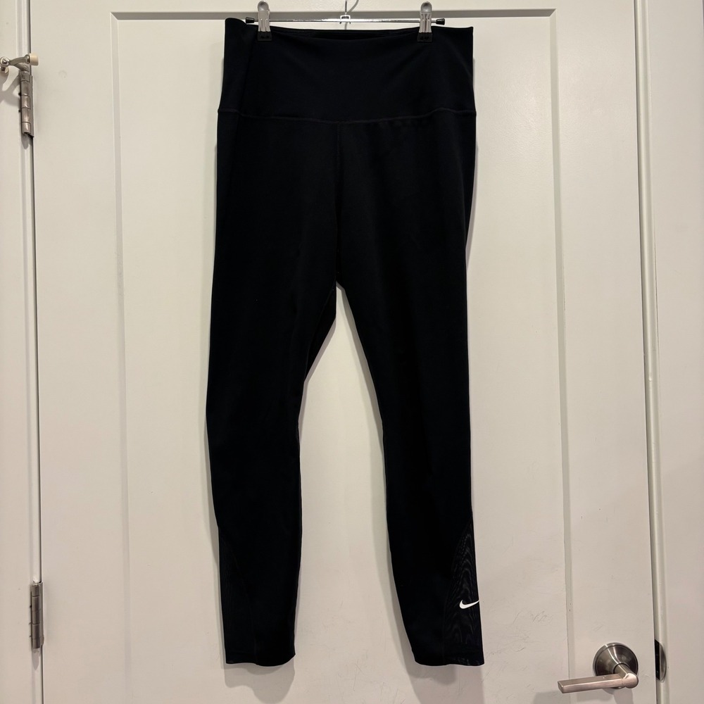 Nike Dri-FIT Womens Black High Waisted Mesh Panel Athletic Leggings Large